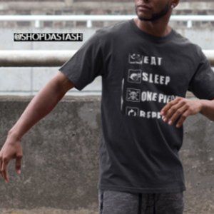 EAT SLEEP ONE PIECE REPEAT ADULT UNISEX TEE (Men